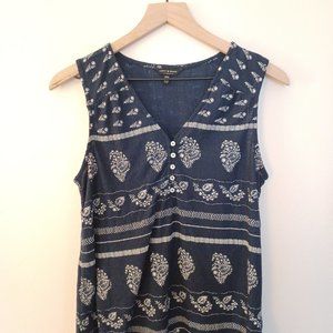Lucky Brand Navy Blue & White Sheer Tank Top